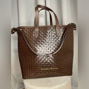 Dooney & Burke Lilliana Brown Woven Leather Satchel Handbag